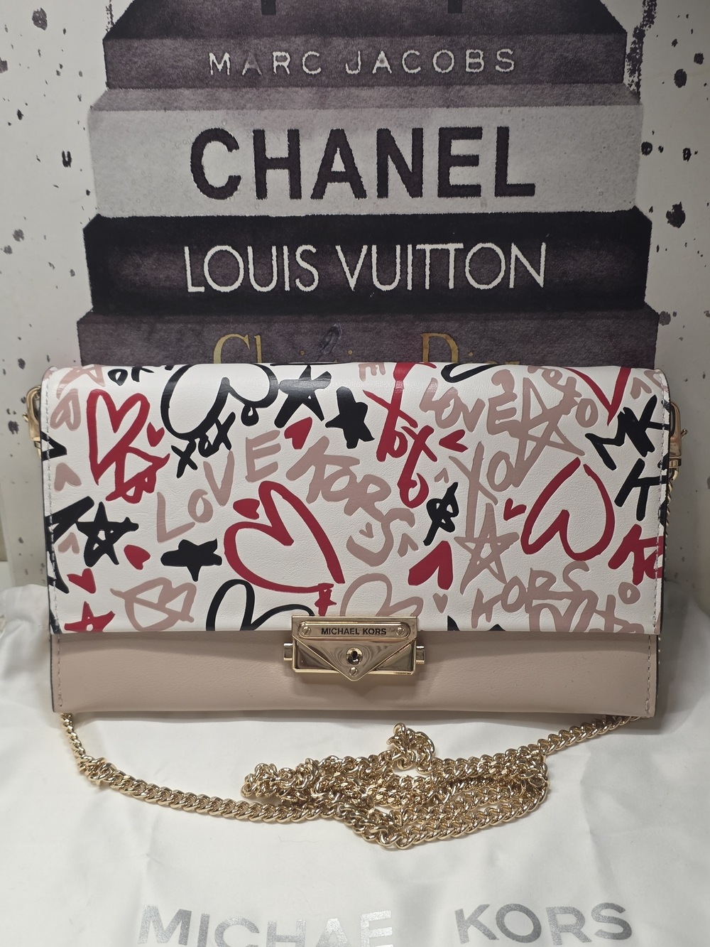 Michael Kors Cece Graffiti Print Leather convertable Crossbody Bag